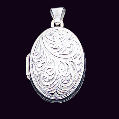 Sterling Silver Scroll Oval Locket