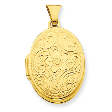 Gold-plated Sterling Silver Oval Scroll Locket