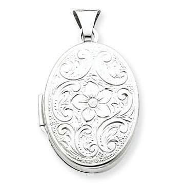 Sterling Silver Oval Floral Locket