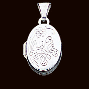 Sterling Silver Butterfly Oval Locket
