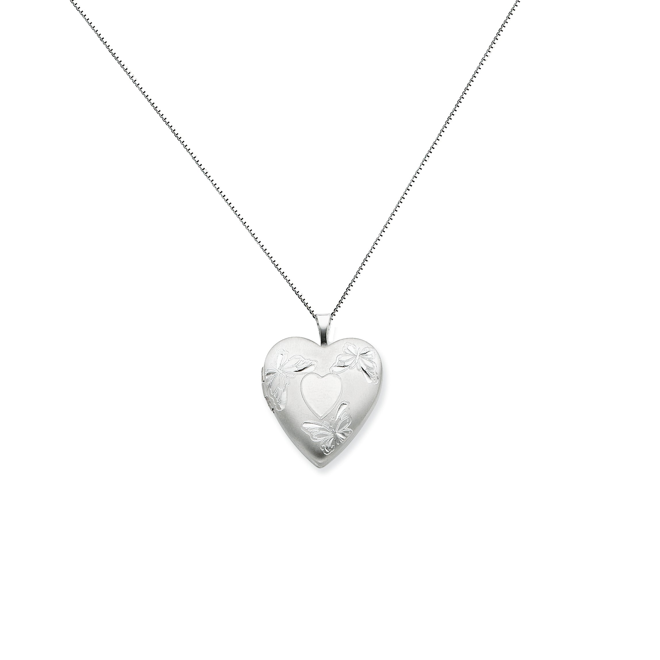 Sterling Silver 20mm with Heart Butterflies Heart Locket