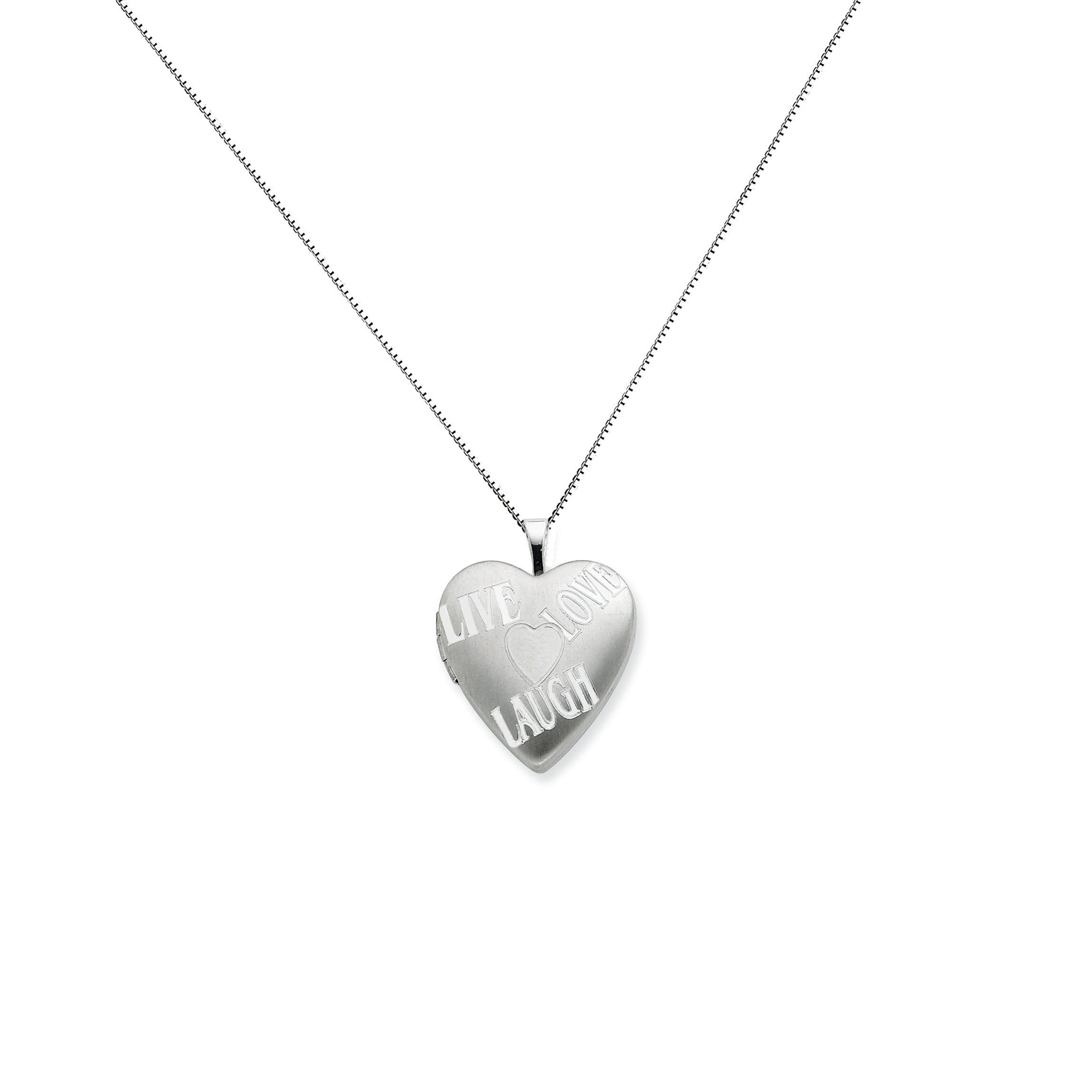 Sterling Silver 20mm with Heart LIVE, LOVE, LAUGH Heart Locket