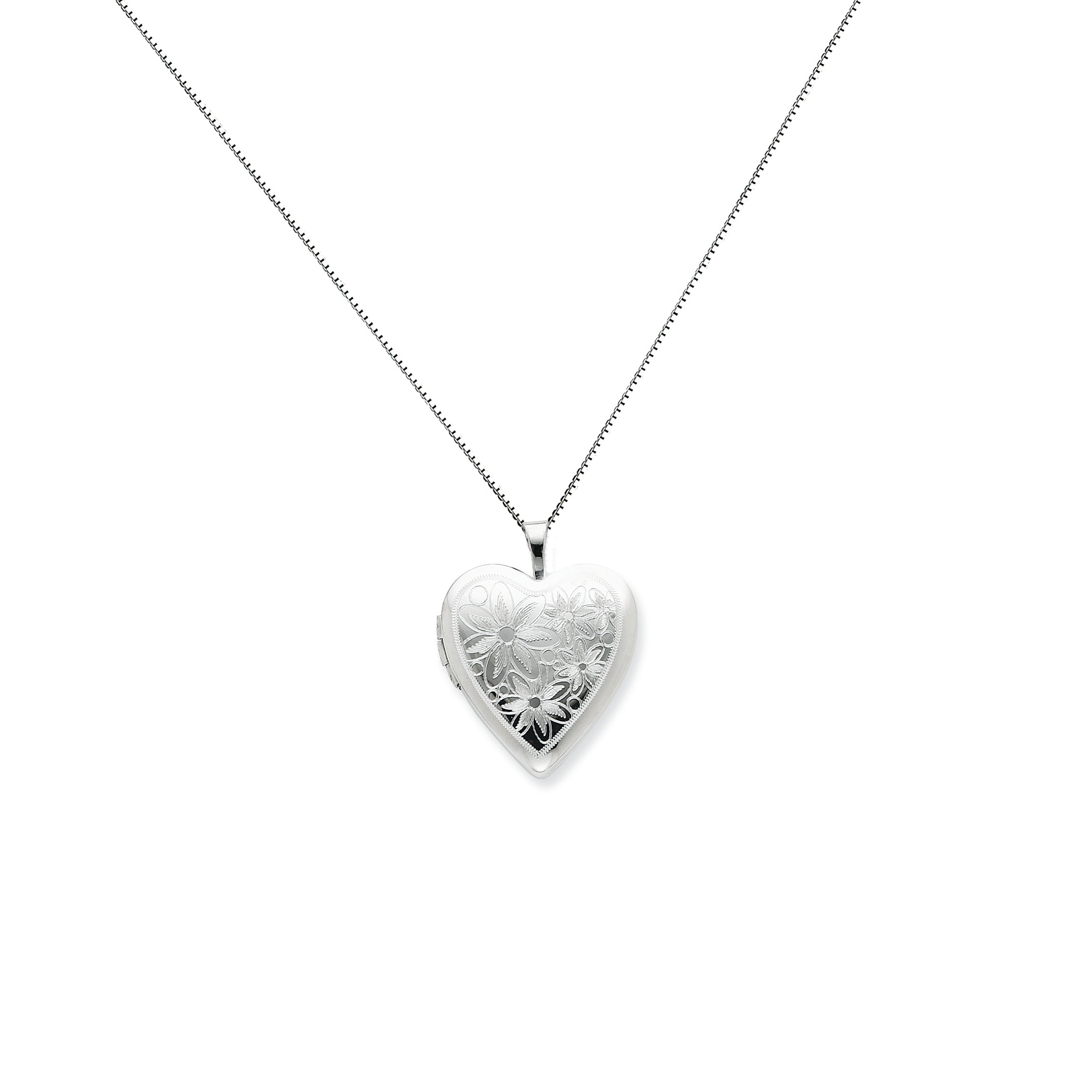 Sterling Silver 20mm with Daisies Heart Locket