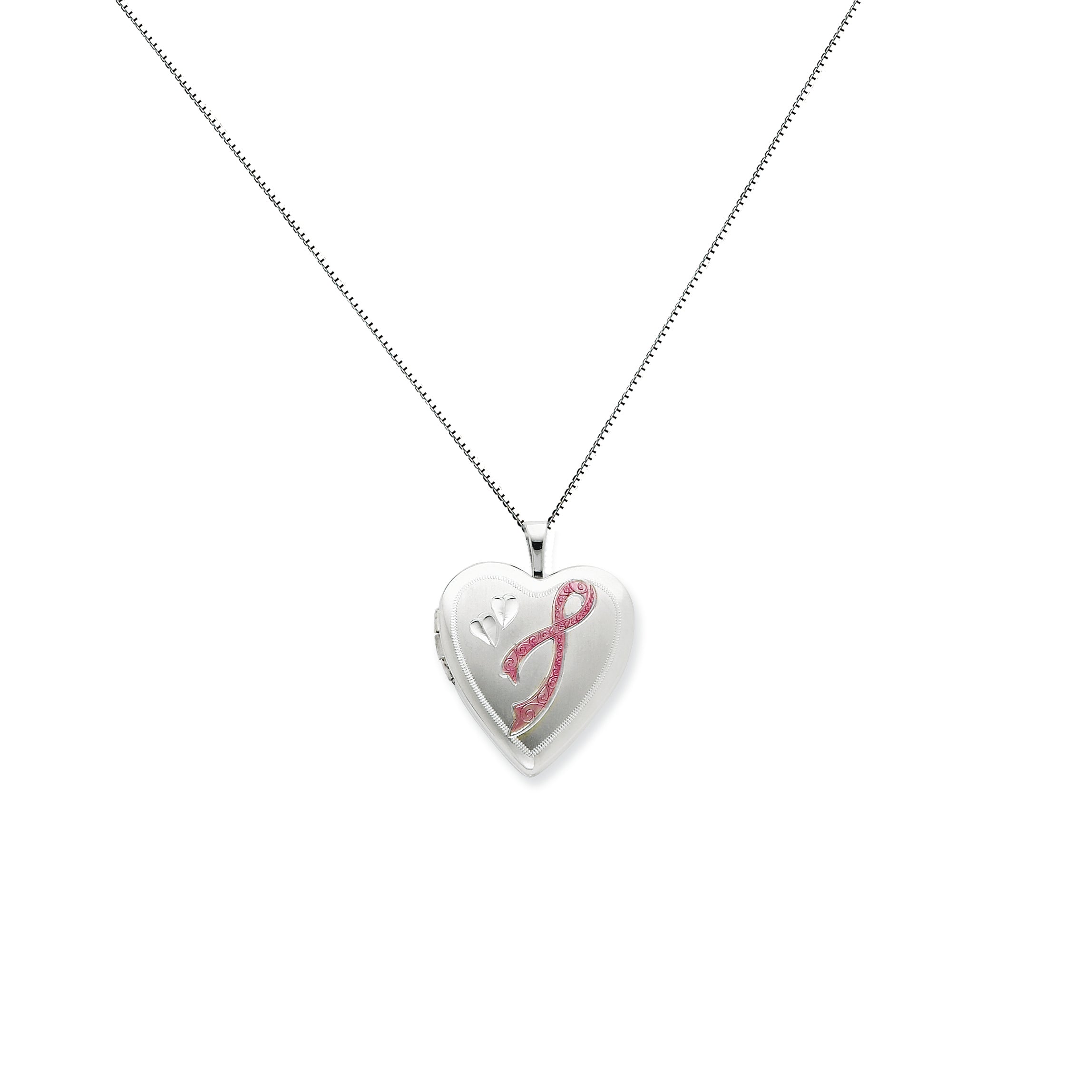 Sterling Silver 20mm Enameled Awarness Design Heart Locket