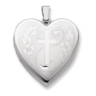 Sterling Silver 24mm w- Diamond Cross Design Family Heart Locket