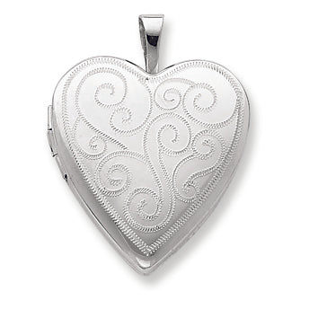 Sterling Silver 20mm Swirl Design Heart Locket