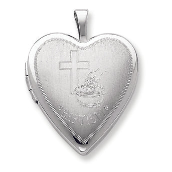 Sterling Silver 20mm Baptism Heart Locket