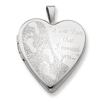 Sterling Silver 20mm Footprints Heart Locket