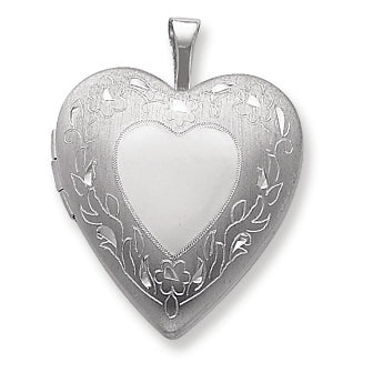 Sterling Silver 20mm Floral Border Heart Locket