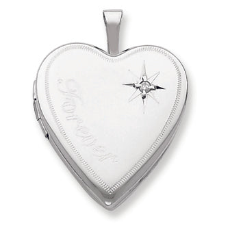 Sterling Silver 20mm Forever with Diamond Star Heart Locket