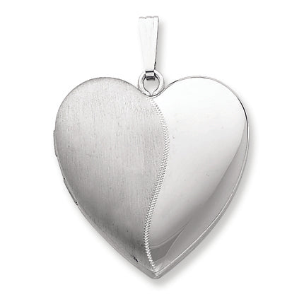 Sterling Silver 24mm Polished & Satin Heart Locket