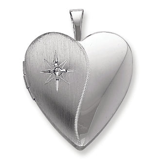 Sterling Silver 20mm with Diamond Star Heart Locket