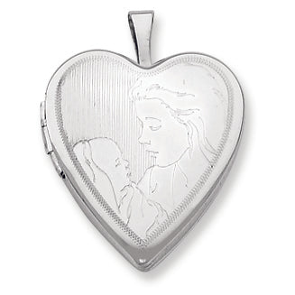 Sterling Silver 20mm Mother and Baby Heart Locket