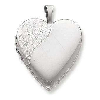 Sterling Silver 20mm Polished Swirl Heart Locket