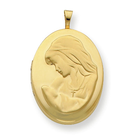 Gold Plated Sterling Silver 20mm Mother & Child Oval Locket
