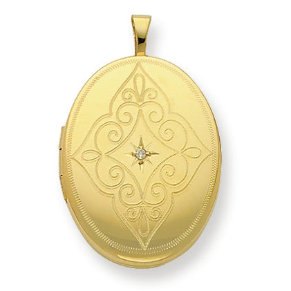 Gold-plated Sterling Silver & Diamond 20mm D-C Oval Locket