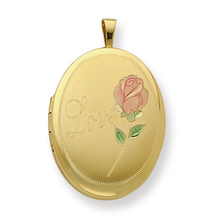Gold Plated Sterling Silver 20mm Satin, Enameled, D-C Love Locket"