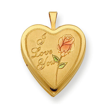 Gold Plated Sterling Silver 20mm D-C I Love You Heart Locket
