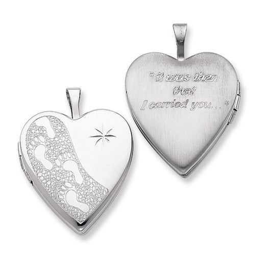 Sterling Silver 20mm D-C Footprints Heart Locket