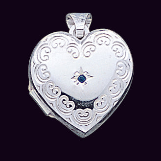 Sterling Silver Blue Synthetic Stone Heart Locket