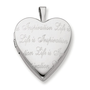 Sterling Silver 20mm Life is Inspiration Heart Locket
