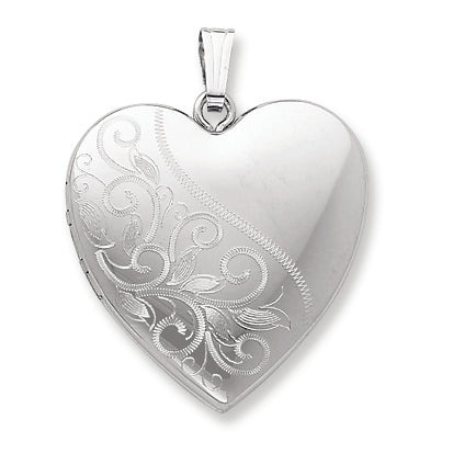 Sterling Silver 24mm Scrolled Heart Family Locket
