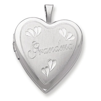 Sterling Silver 20mm D-C Grandma Heart Locket