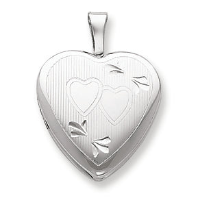 Sterling Silver 16mm D-C Double Hearts Heart Locket