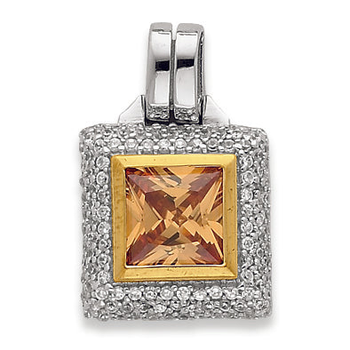 Sterling Silver & Gold-plated Champagne CZ Pendant