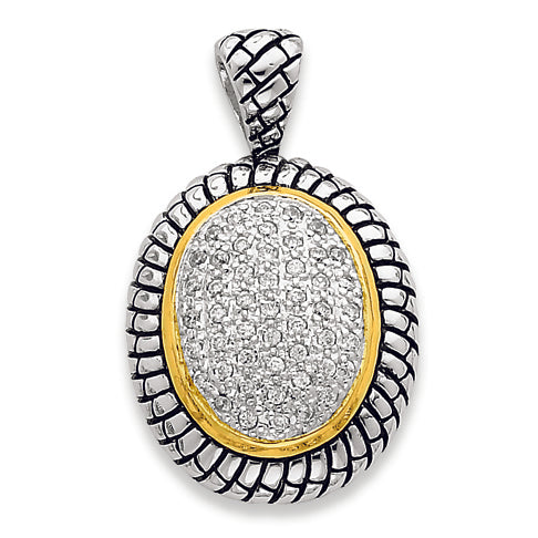 Sterling Silver Gold-Plated CZ Antique Pendant