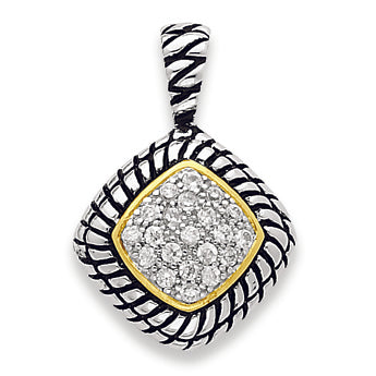 Sterling Silver Vermeil Antiqued CZ Pendant