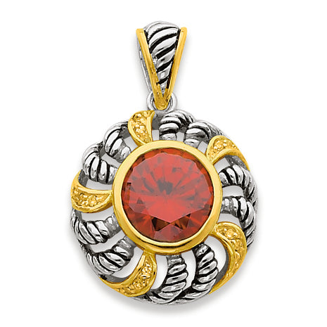 Sterling Silver Gold-plate Antique CZ Pendant