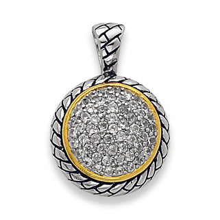 Sterling Silver Vermeil Antiqued CZ Pendant