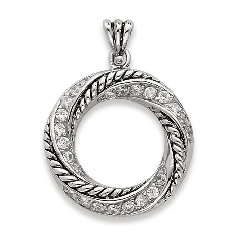 Sterling Silver Antiqued CZ Pendant