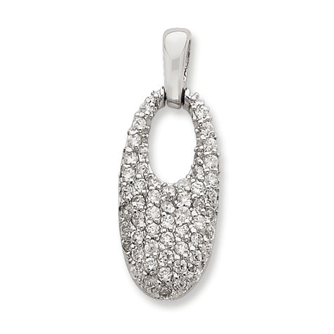 Sterling Silver Crystal Oval Pendant