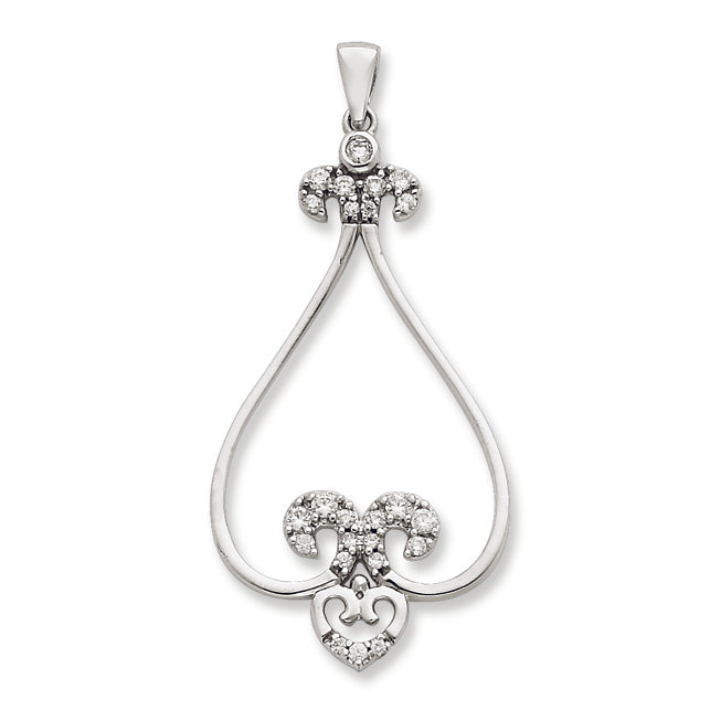 Sterling Silver Fancy CZ Teardrop Pendant