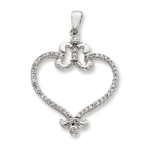 Sterling Silver CZ Heart Pendant