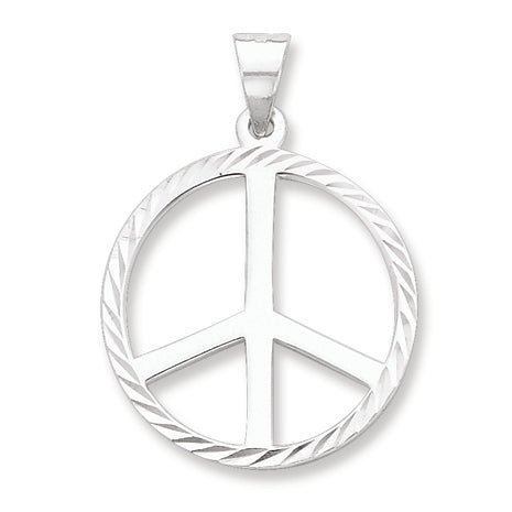 Sterling Silver Diamond-Cut Peace Symbol Pendant