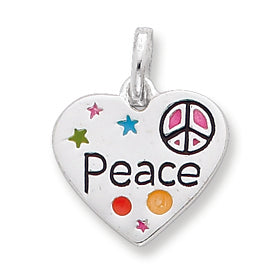 Sterling Silver Heart Peace Charm
