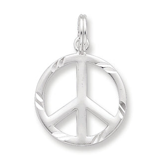 Sterling Silver Diamond-Cut Peace Symbol Charm