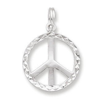 Sterling Silver Diamond-Cut Peace Symbol Charm