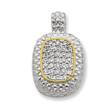 Sterling Silver & Vermeil Rectangle Pave CZ Pendant