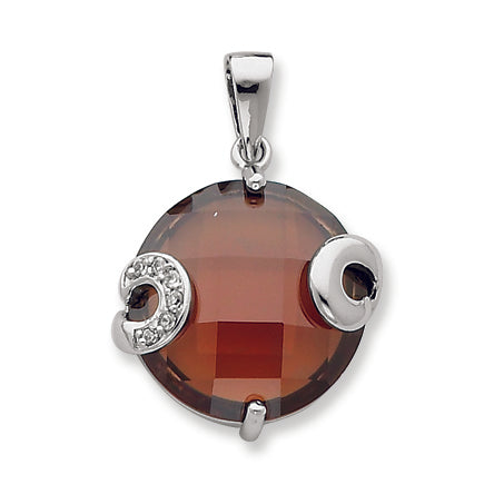 Sterling Silver Brown & Clear CZ Pendant