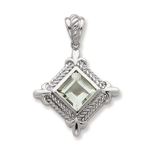 Sterling Silver Genuine Green Quartz Pendant