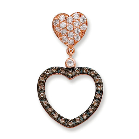 Sterling Silver Clear and Black CZ Heart Slide Pendant