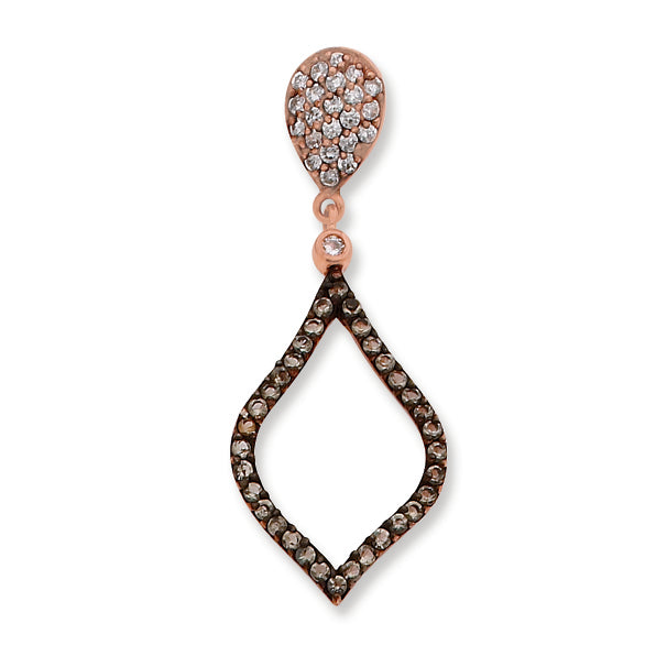 Sterling Silver Black and Clear CZ Teardrop Pendant