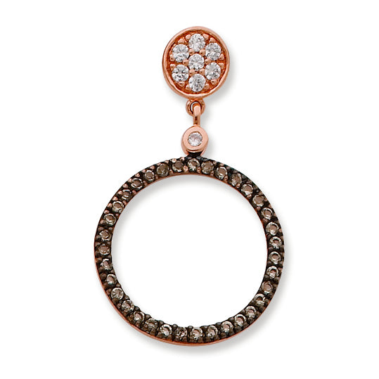 Sterling Silver Black and Clear CZ Circle Pendant