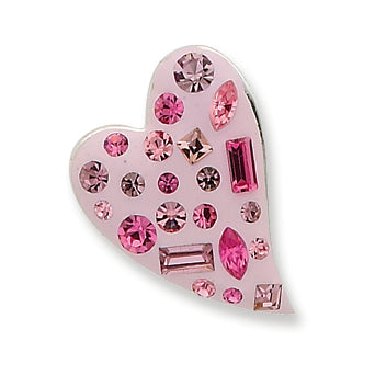 Sterling Silver Crystal & Enameled Pink Heart Slide Pendant