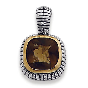 Sterling Silver Gold-Plated Antiqued Brown CZ Pendant