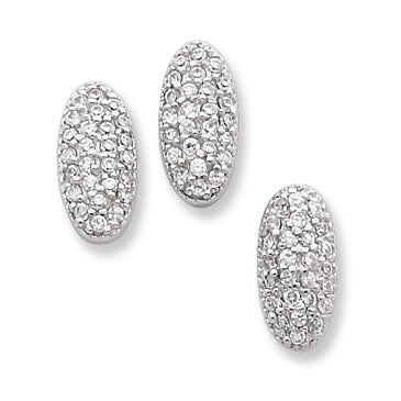 Sterling Silver CZ Oval Slide & Earring Set